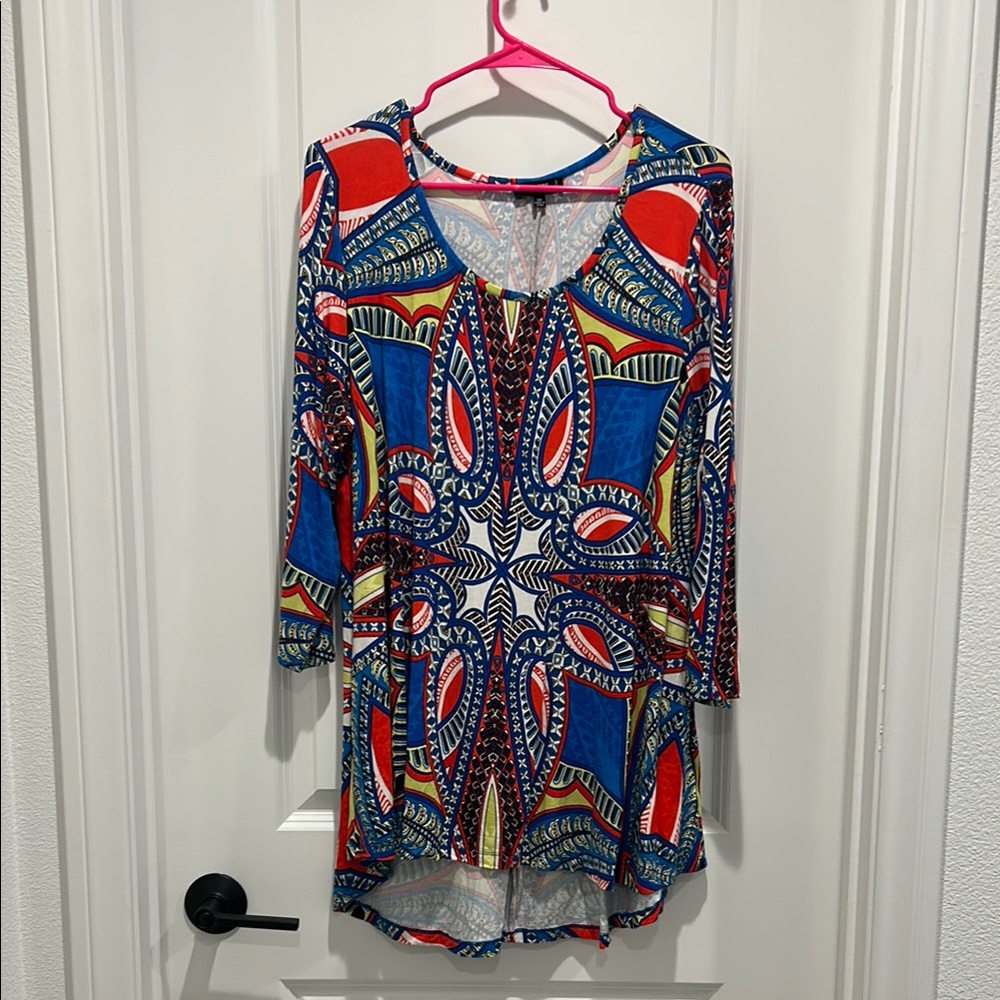 Premise Studio Woman Colorful Geometric Print Dress